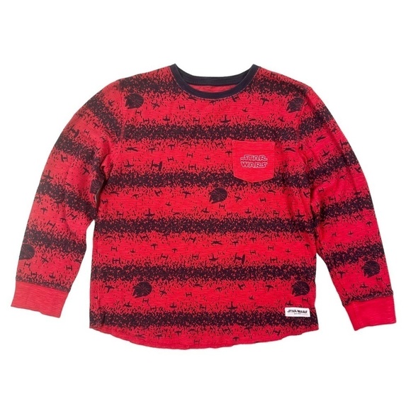 Gap Star Wars waffle weave shirt tee Millennium Falcon red blue long sleeves L - Picture 1 of 10